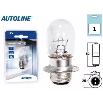 Spuldze PX15D 12V 35/35W ar metāla cokolu AUTOLINE