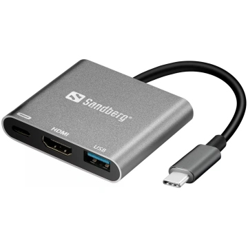 USB-C Mini doks HDMI + USB Sandberg — HDMI 1080p, 