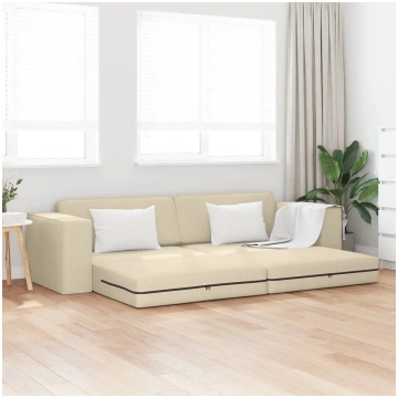 Dīvāns-gulta VidaXL 2‑1 kremkrāsas audums 245 x 15