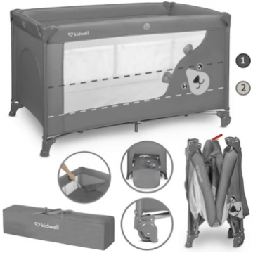 Saliekamā gulta BLISSY DUO grey (divstāvu) Kidwell