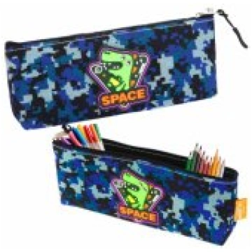 LEAN Pencil Case Space Dinosaur Pixels Blue 20x8cm