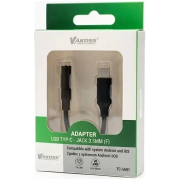 VAKOSS TC-5681K USB Type-C uz 3,5 mm mini jack aus