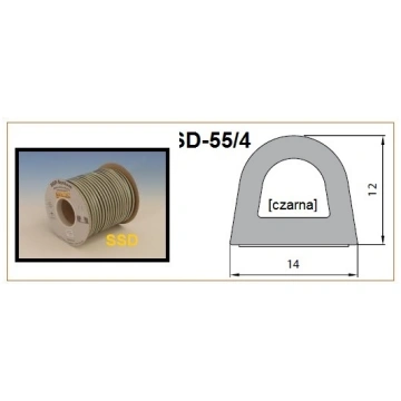 Blīvgumija dubultā D profils 12x14mm melns (2x20m)