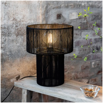 Galda lampa Soga, melna, džuta, augstums 40 cm Mar