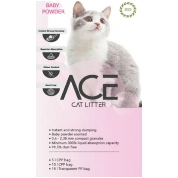 Ace Baby Powder - Cementējošās smiltis kaķu tualet