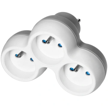 Power socket splitter 3x2P+E, white-grey Ornobalti