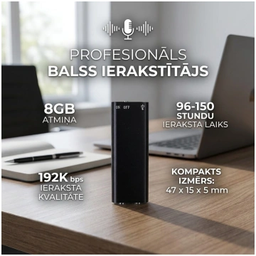 Mini lādējams diktofons ar balss aktivizāciju 47x1