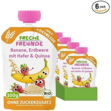 FRECHE FREUNDE bioloģiskie banānu, zemeņu ar auzām