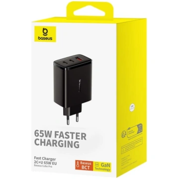 GaN Cube Pro 65W 2x USB-C USB-A tīkla lādētājs mel