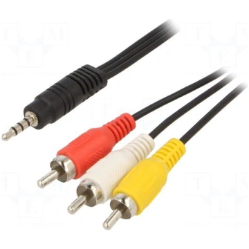 Cable | Jack 3,5mm 4pin plug,RCA plug x3 | 2m | bl