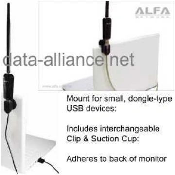 Mount for USB WiFi adapters: Clip & Suction Cup in