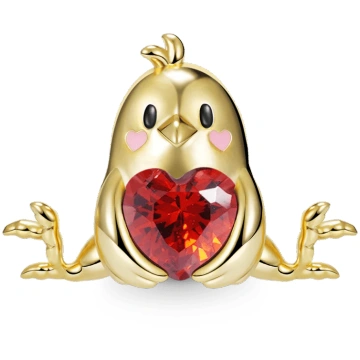 Ciondolo Pollo Giallo Abbraccia la Pietra Cuore in