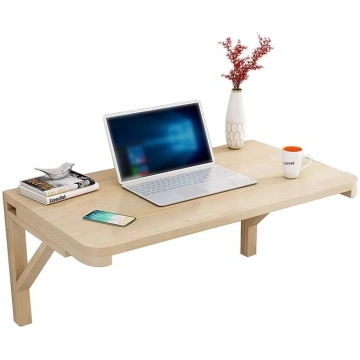 Floating Folding Wooden Desk Shelf Wall Mounted wi