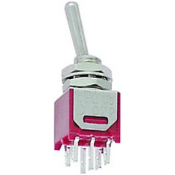 VERTICAL SUBMINIATURE TOGGLE SWITCH DPDT ON-(ON) |