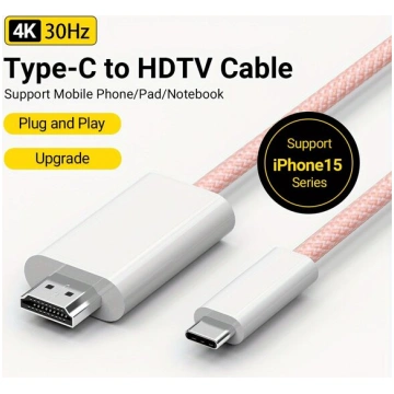 4K Type-C uz HDMI Kabelis USB-C 1.8M, ROSA