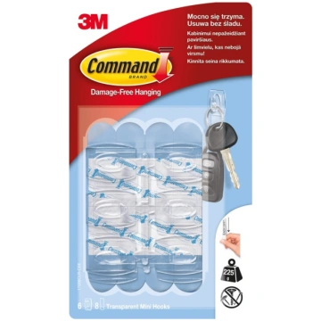 Āķis 3M Command T17006CC, caurspīdīga krās., 6 gab