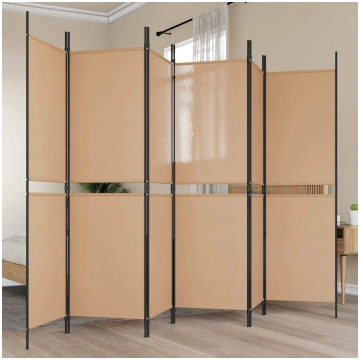 6-paneļu telpas dalītājs bēša 300 x 180 cm audums