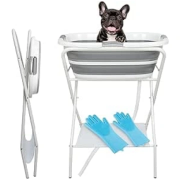 2 in 1 Hundebadewanne Waschstation, erhöhte Hausti