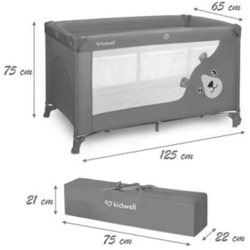 Saliekamā gulta BLISSY DUO grey (divstāvu) Kidwell