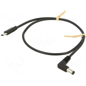 Cable | USB C plug,DC 5,5/2,1 plug | angled | blac