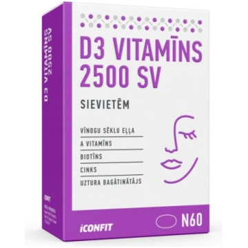 ICONFIT D3 Vitamīns 2500 Sievietem, N60 uztura bag