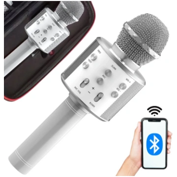 Bezvadu mikrofons Bluetooth karaoke skaļrunis apaļ