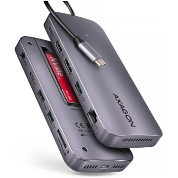 AXAGON Multiport USB-C 10Gbps hub. NVMe/SATA M.2,