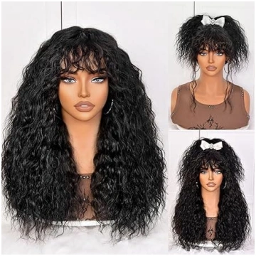 Lizzy Black Curly parūka ar bārkstīm melnādainajām