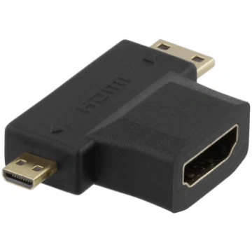 ADAPTER DELTACO HDMI-M/MINIHDMI-F/MIKROHDMI-F/HDMI