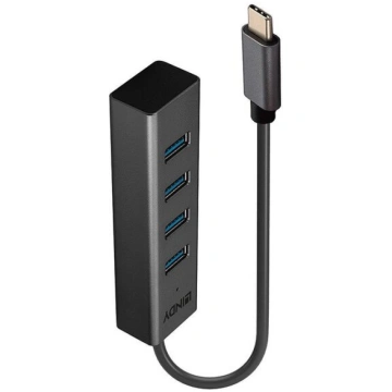 I/O HUB USB-C 4PORT/43325 LINDY, Juoda