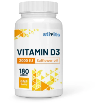 D3 Vitamīns 2000 SV saflora eļļa, 180 mīkstās kaps