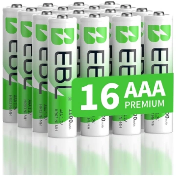 EBL AAA akumulators 1100 mAh, 16 baterijas - NI-MH