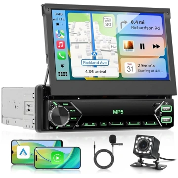 VECHTEL Automobiļu radio 1 DIN ar bezvadu Carplay 