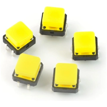 Tact Switch 12x12mm with cap - square yellow- 5 pc