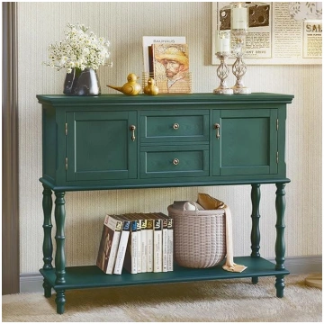 Console Table with Drawers and Storage Cabinet, Wo