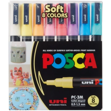 Posca - PC3M - Fine Tip Pen - Soft Colors, 8 pc