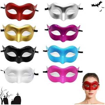 8 venēciešu masku masku komplekts ar elastīgo lent