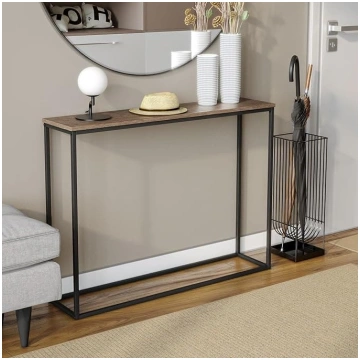 URBNLIVING Wooden Console Table with Metal Legs (D