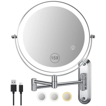 Wall Mirror with Lights - 15x Magnification Extend