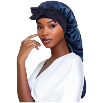 Bonnet Lungo in Satin per Capelli Lunghi - Blu nav