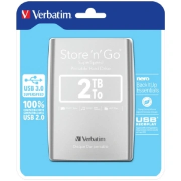 Ārējais cietais disks Verbatim 2TB 2.5", Silver US
