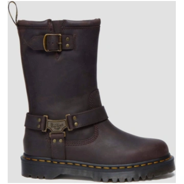 Dr. Martens Anistone Hi Dark Brown Burnished Waxy