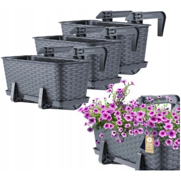 3x Balkona kaste 40cm Grafīta rokturi