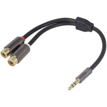Cable; Jack 3.5mm 3pin plug,RCA socket x2; 0.2m; b