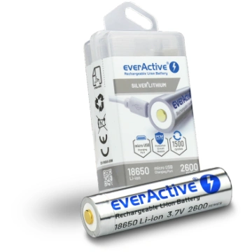 EverActive 18650 3,7 V 2600 mAh Li-Ion mikro USB a