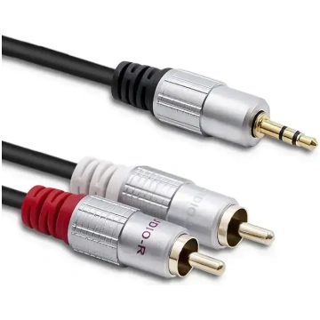 Qoltec 2xRCA uz 3.5mm Mini Jack kabelis | 2m | Mel
