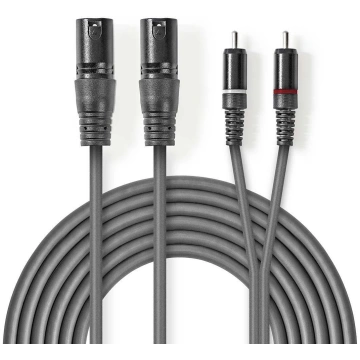 Kabelis Nedis 2x XLR M - 2x RCA M 1.5m 54128102957