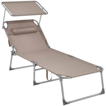 Izvelkamā atpūtas gulta ar baldahīnu taupe 71x200 