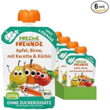 FRECHE FREUNDE Organic Squeeze Pouch, ābolu, bumbi