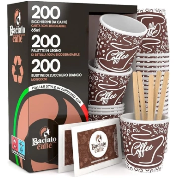 Baciato Caffè 200 papīra krūzes kafijai (65 ml) –